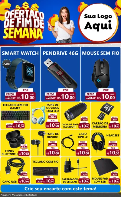 Modelo de Encarte para Encarte Grande com o tema Ofertaço de Fim de Semana para Informática