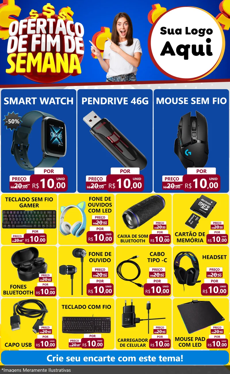 Modelo de Encarte para Encarte Grande com o tema Ofertaço de Fim de Semana para Informática
