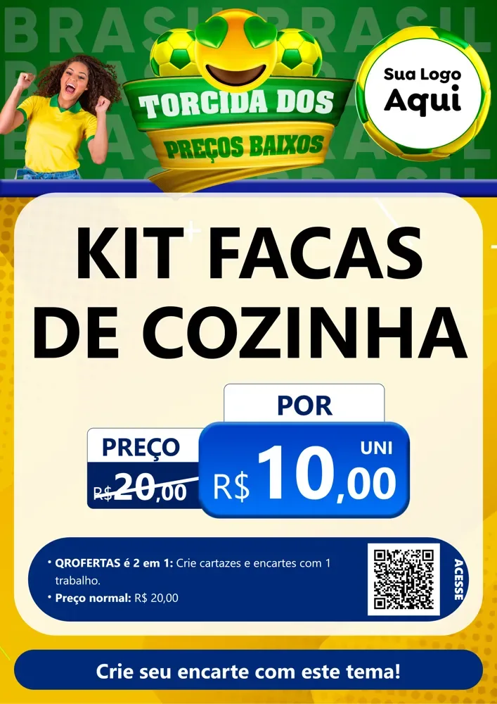 Modelo de Cartaz para Cartaz A4 Vertical com o tema Torcida dos Preços Baixos - Copa para Utilidades Domésticas