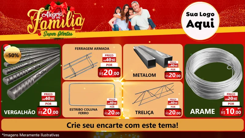 Modelo de TV para TV Horizontal com o tema Alegria em Família Super Ofertas - Natal para Ferragens