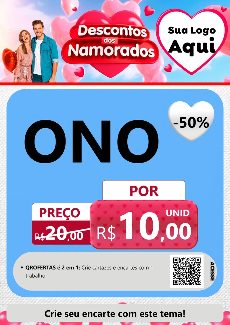 Modelo de Cartaz para Cartaz A4 Vertical com o tema Descontos dos Namorados para Óticas