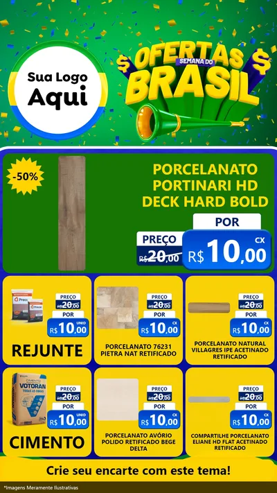 Modelo de Rede Social para Stories com o tema Ofertas Semana do Brasil para Pisos e revestimentos