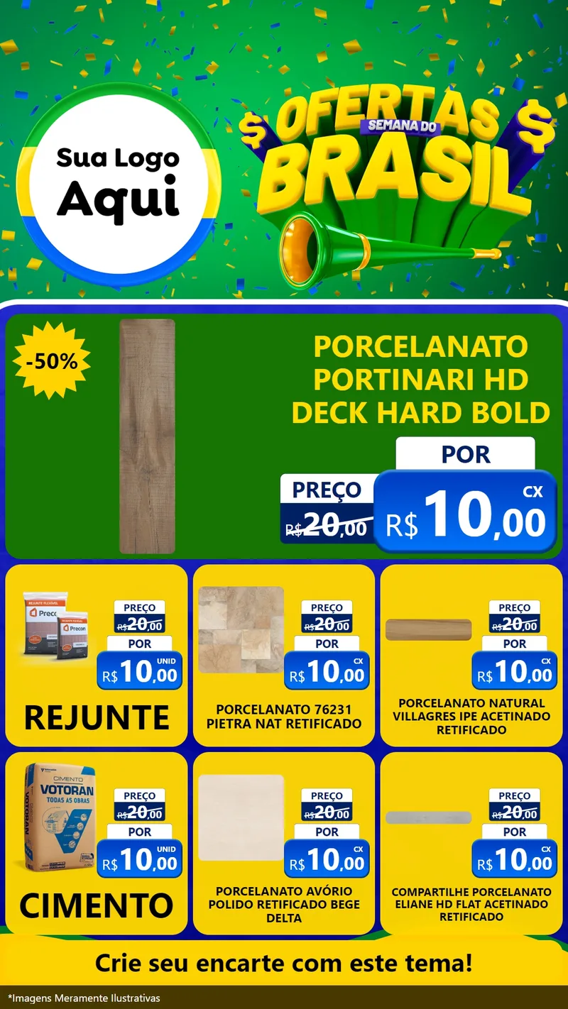 Modelo de Rede Social para Stories com o tema Ofertas Semana do Brasil para Pisos e revestimentos
