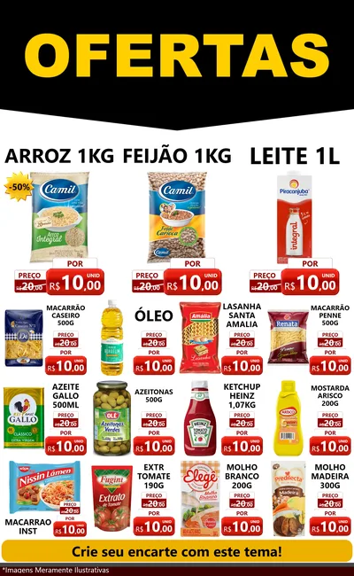 Modelo de Encarte para Encarte Grande com o tema Ofertas Preto e Vermelho Cartaz para Supermercado