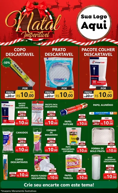 Modelo de Encarte para Encarte Grande com o tema Natal Imperdível para Embalagens