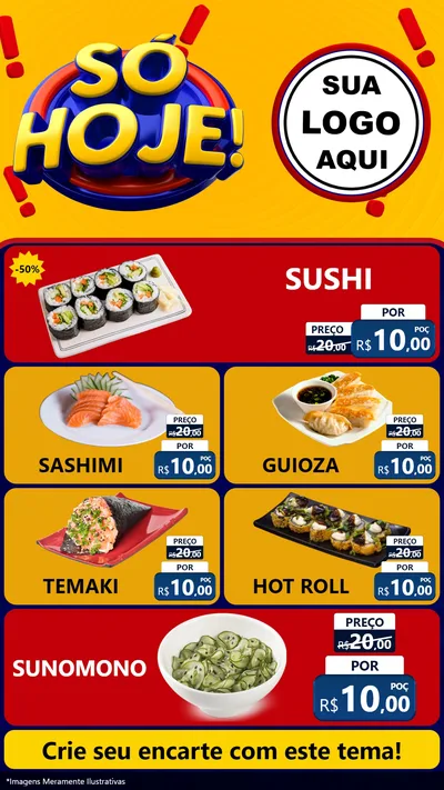 Modelo de TV para TV Vertical com o tema Só Hoje! para Comida japonesa