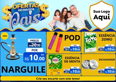 Modelo de Encarte para Encarte A4 Horizontal com o tema Ofertas do Dia dos Pais para Tabacaria