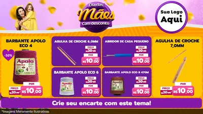 Modelo de TV para TV Horizontal com o tema Dia das Mães com Desconto para Armarinho e Aviamentos