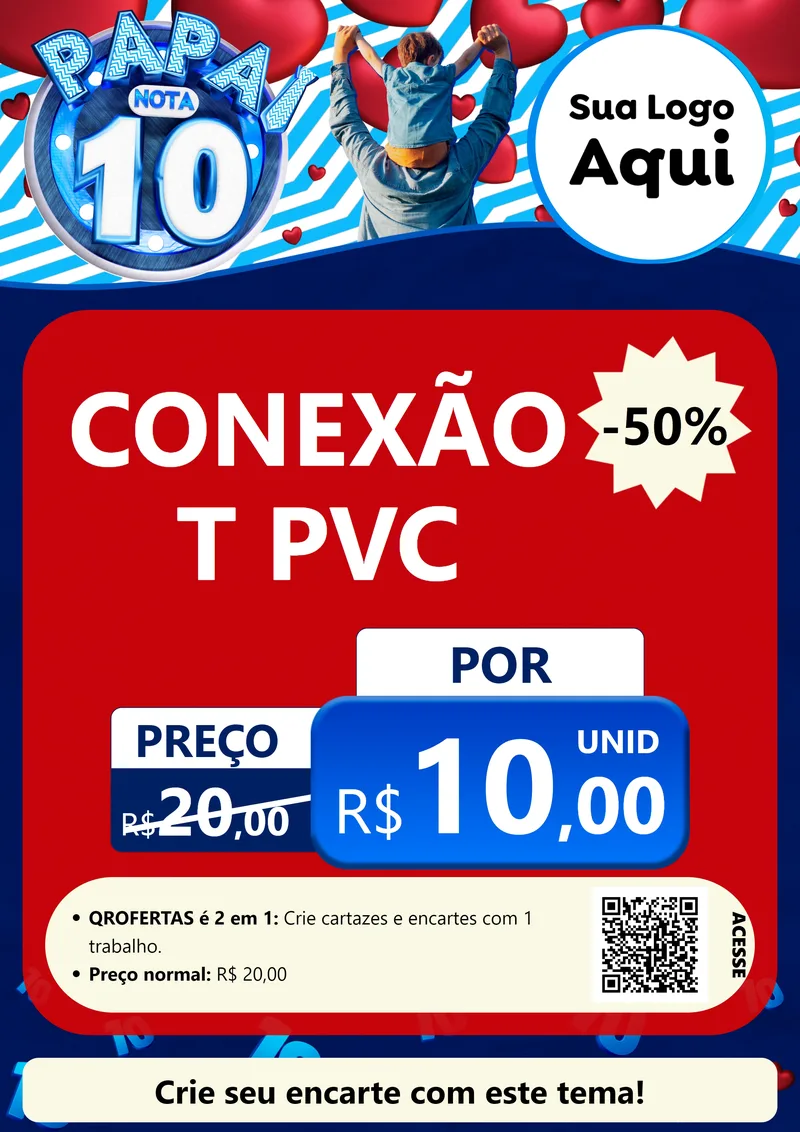 Modelo de Cartaz para Cartaz A4 Vertical com o tema Papai Nota 10 para Tubos e conexões