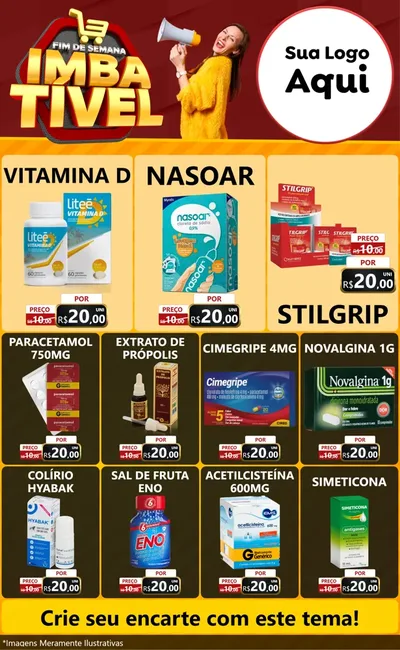 Modelo de Encarte para Encarte Grande com o tema Fim de Semana Imbatível para Farmácia
