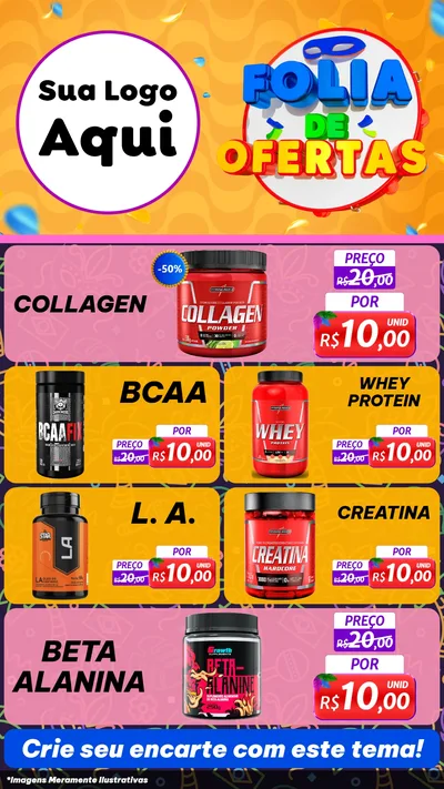 Modelo de TV para TV Vertical com o tema Folia de Ofertas para Suplementos alimentares
