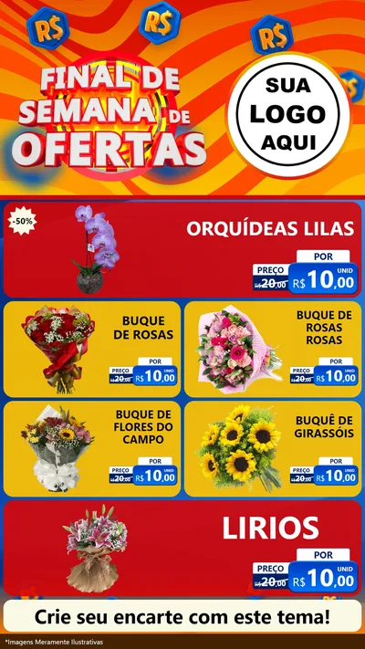Modelo de TV para TV Vertical com o tema Final de Semana de Ofertas para Floricultura e jardim