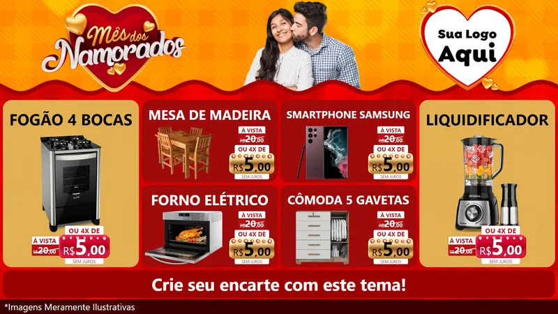 Modelo de TV para TV Horizontal com o tema Mês dos Namorados para Móveis e Eletro