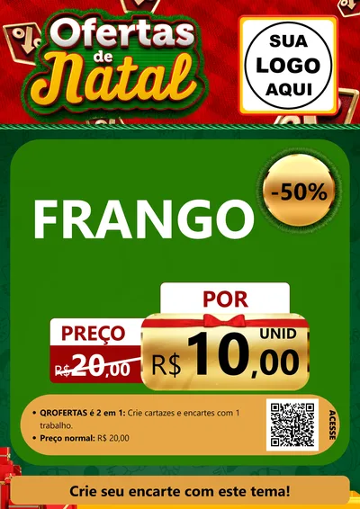 Modelo de Cartaz para Cartaz A4 Vertical com o tema Ofertas de Natal para Assados