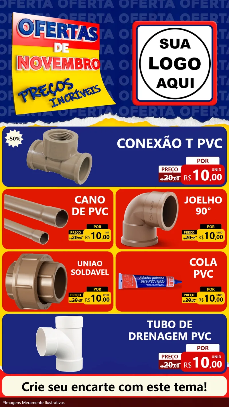 Modelo de TV para TV Vertical com o tema Ofertas de Novembro - Preços Incríveis para Tubos e conexões