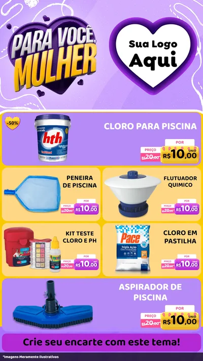 Modelo de TV para TV Vertical com o tema Para Você, Mulher para Produtos para Piscina