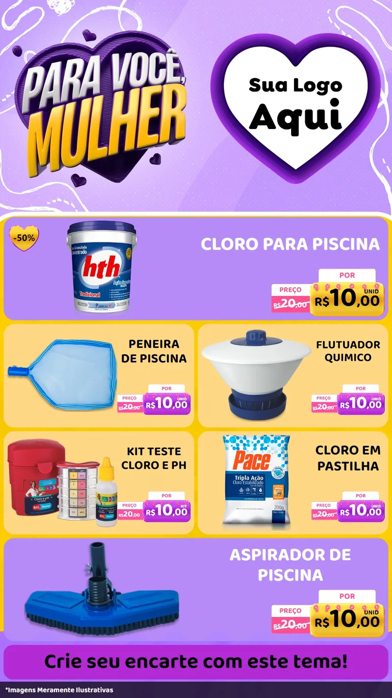 Modelo de TV para TV Vertical com o tema Para Você, Mulher para Produtos para Piscina