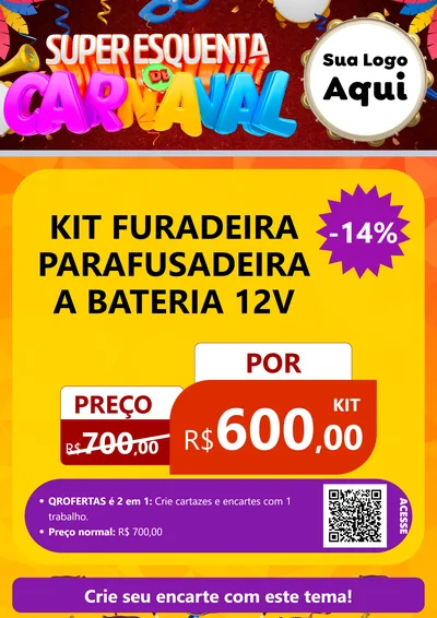 Modelo de Cartaz para Cartaz A4 Vertical com o tema Super Esquenta de Carnaval para Maquinas e Ferramentas