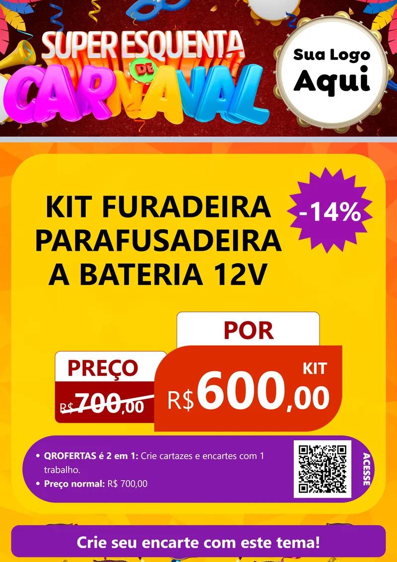 Modelo de Cartaz para Cartaz A4 Vertical com o tema Super Esquenta de Carnaval para Maquinas e Ferramentas