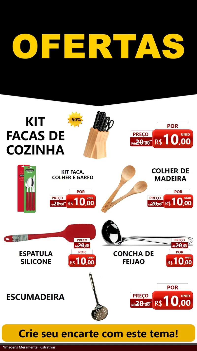 Modelo de TV para TV Vertical com o tema Ofertas Preto e Vermelho Cartaz para Utilidades Domésticas