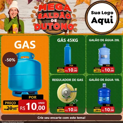 Modelo de Rede Social para Feed Facebook com o tema Mega Saldão de Outono para Água e gás