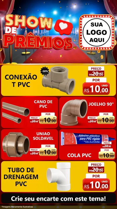 Modelo de TV para TV Vertical com o tema Show de Prêmios para Tubos e conexões