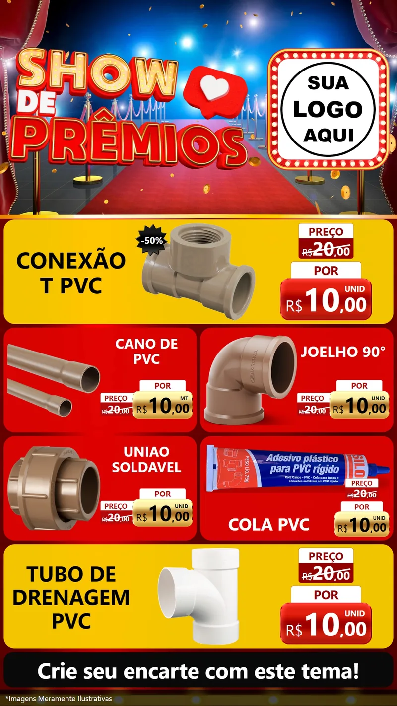Modelo de TV para TV Vertical com o tema Show de Prêmios para Tubos e conexões