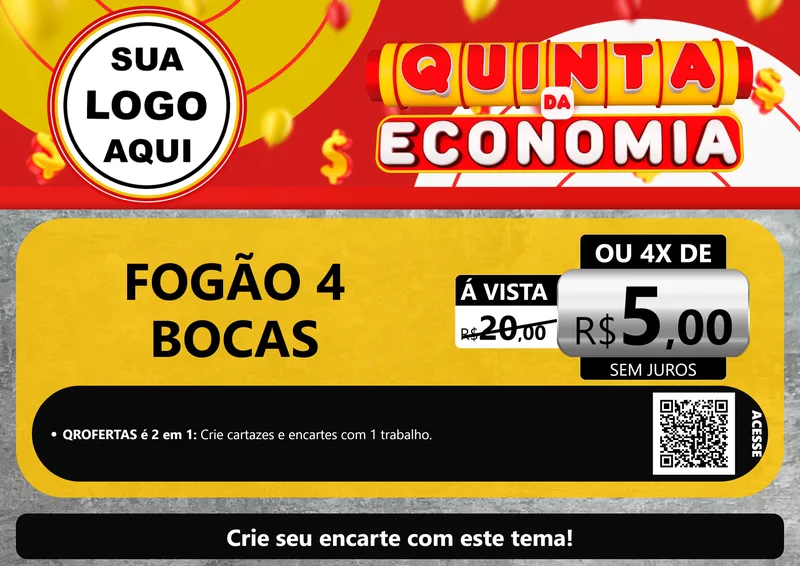 Modelo de Cartaz para Cartaz A4 Horizontal com o tema Quinta da Economia para Móveis e Eletro