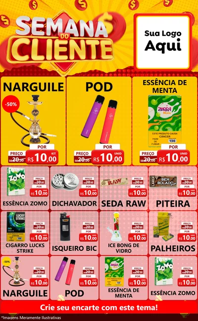Modelo de Encarte para Encarte Grande com o tema Semana do Cliente para Tabacaria
