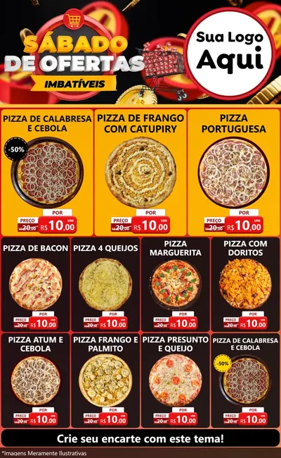 Modelo de Encarte para Encarte Grande com o tema Sábado de Ofertas Imbatíveis para Pizzaria