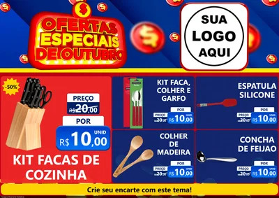 Modelo de Encarte para Encarte A4 Horizontal com o tema Ofertas Especiais de Outubro para Utilidades Domésticas