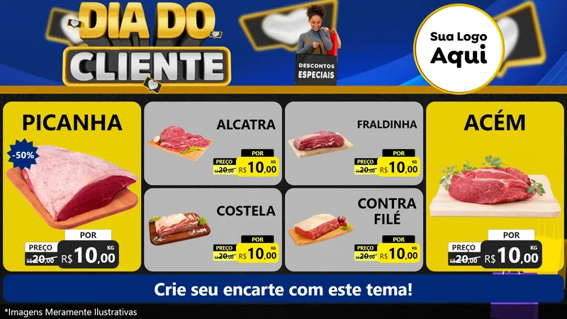 Modelo de TV para TV Horizontal com o tema Dia Do Cliente para Açougue