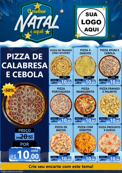 Modelo de Encarte para Encarte A4 Vertical com o tema O Melhor Natal É Aqui! para Pizzaria