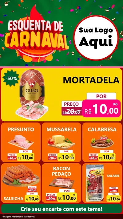 Modelo de Rede Social para Stories com o tema Esquenta de Carnaval para Frios e Laticínios