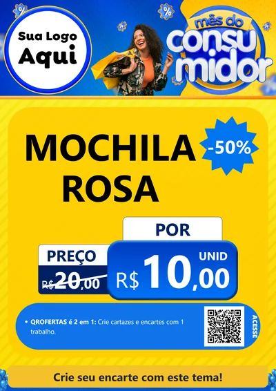 Modelo de Cartaz para Cartaz A4 Vertical com o tema Mês do Consumidor para Papelaria