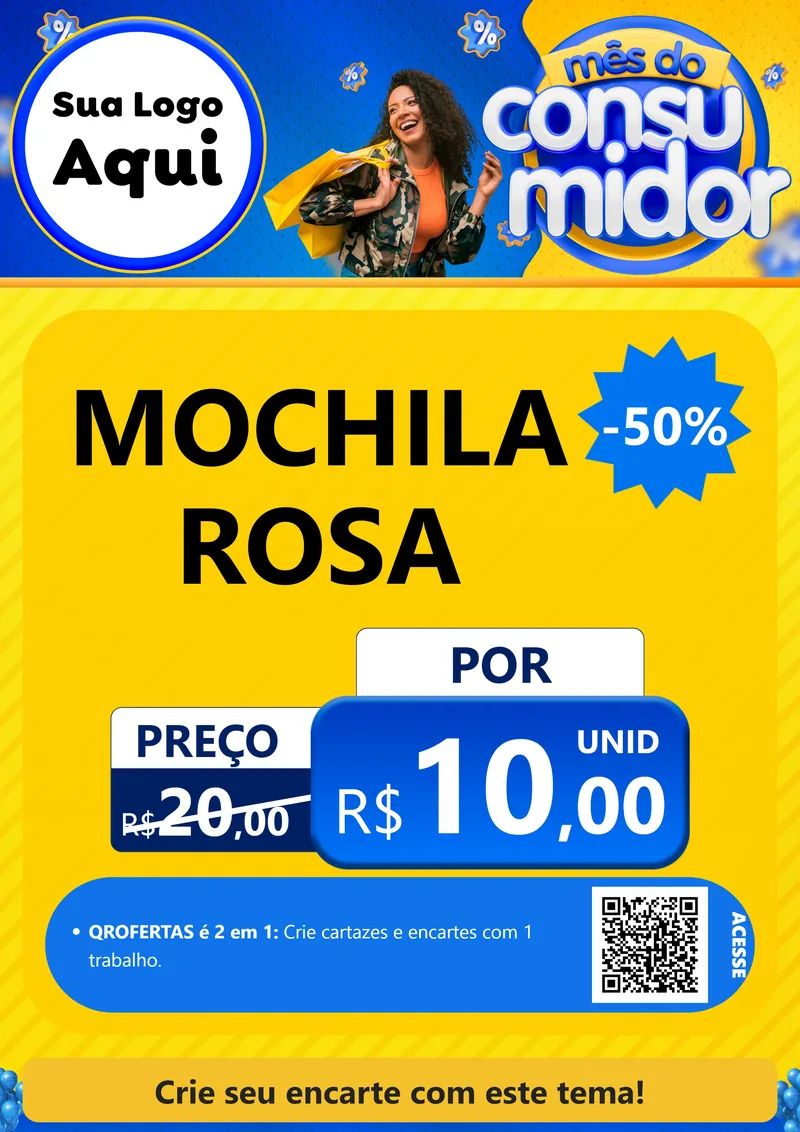 Modelo de Cartaz para Cartaz A4 Vertical com o tema Mês do Consumidor para Papelaria