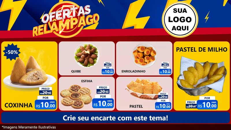 Modelo de TV para TV Horizontal com o tema Ofertas Relâmpago para Salgadaria