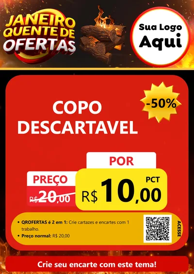 Modelo de Cartaz para Cartaz A4 Vertical com o tema Janeiro Quente de Ofertas para Embalagens