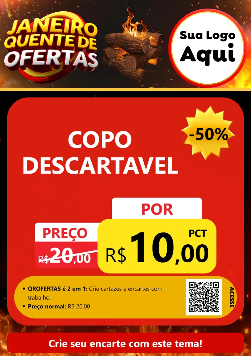 Modelo de Cartaz para Cartaz A4 Vertical com o tema Janeiro Quente de Ofertas para Embalagens