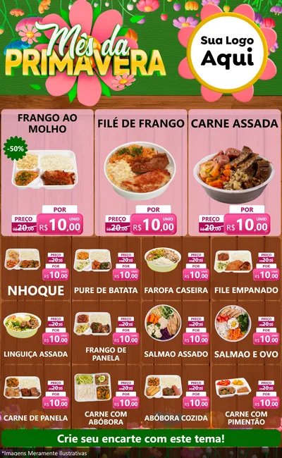 Modelo de Encarte para Encarte Grande com o tema Mês da Primavera para Restaurante