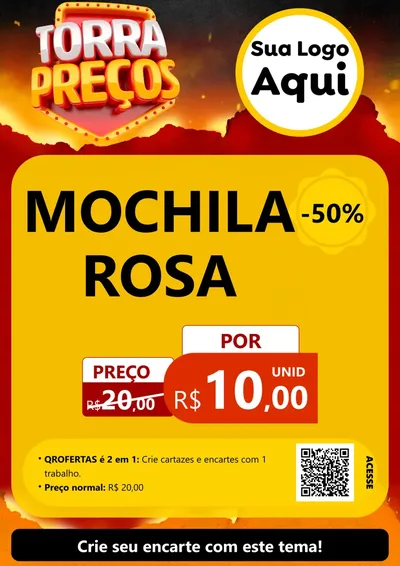 Modelo de Cartaz para Cartaz A4 Vertical com o tema Torra Preços para Papelaria
