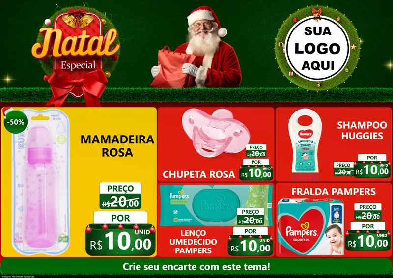Modelo de Encarte para Encarte A4 Horizontal com o tema Natal Especial para Bebês