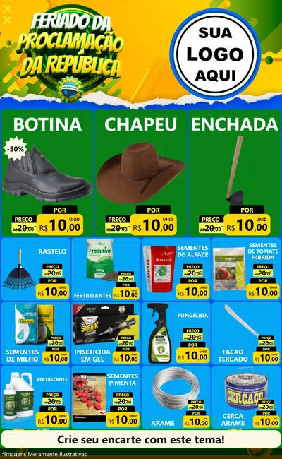 Modelo de Encarte para Encarte Grande com o tema Feriado da Proclamação da República para Agropecuária