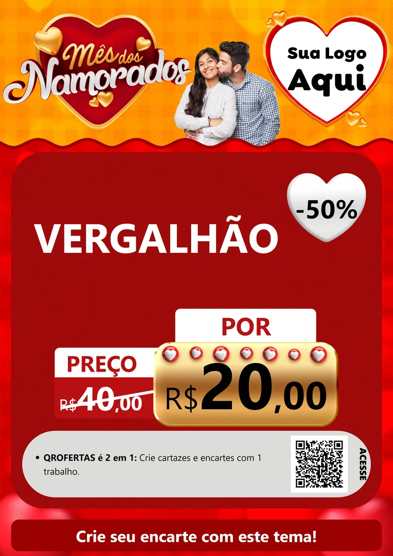 Modelo de Cartaz para Cartaz A4 Vertical com o tema Mês dos Namorados para Ferragens