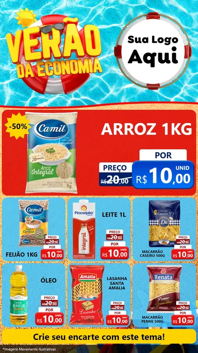 Modelo de Rede Social para Stories com o tema Verão da Economia para Supermercado