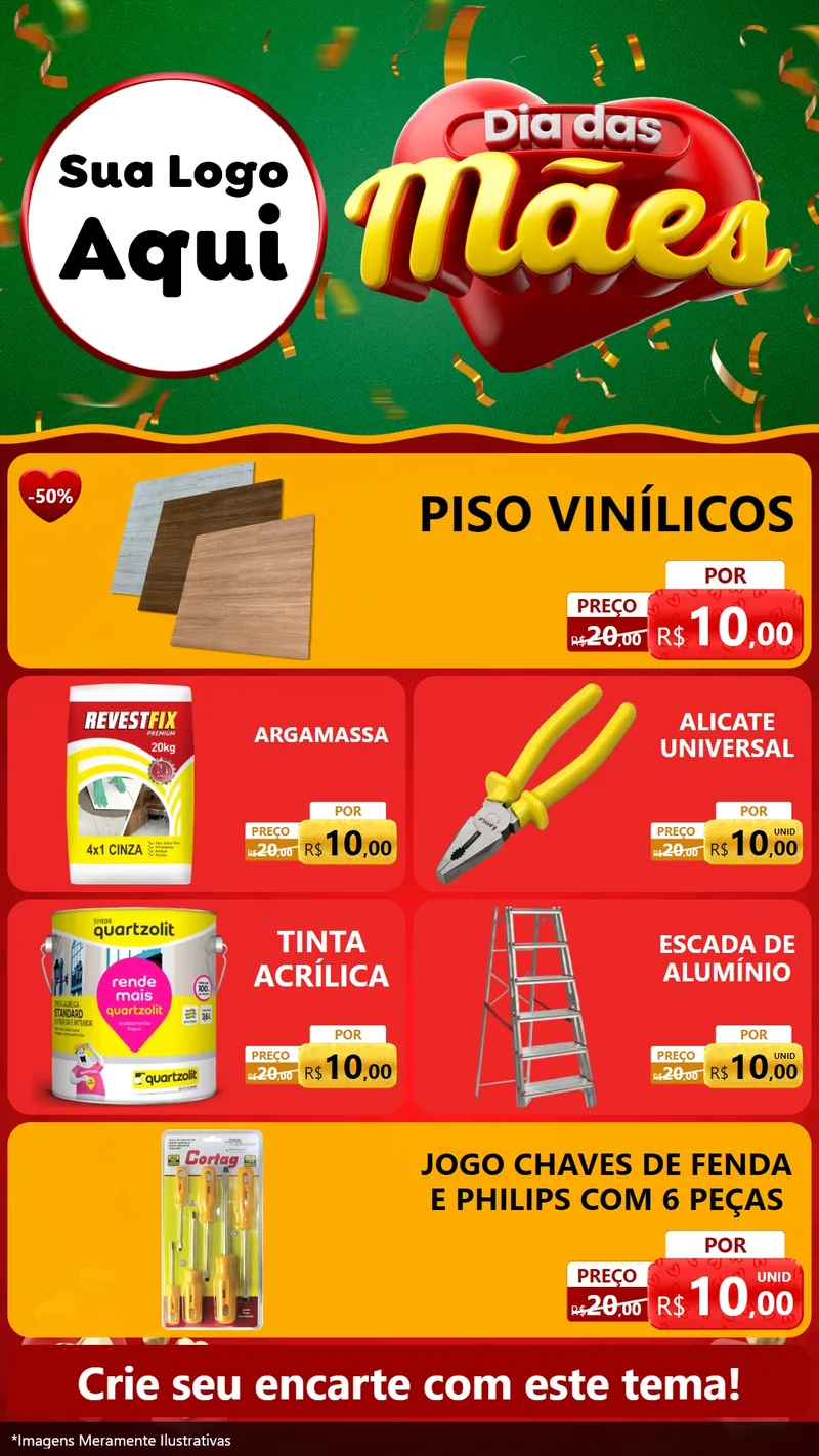 Modelo de TV para TV Vertical com o tema Dia das Mães para Material para Construção
