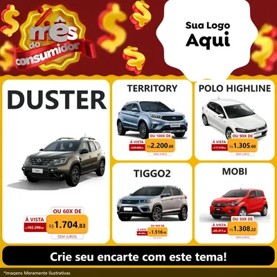 Modelo de Rede Social para Feed Facebook com o tema Mês do consumidor para Concessionaria de Carros