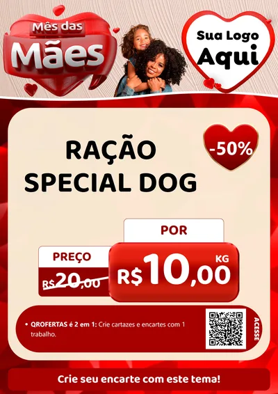 Modelo de Cartaz para Cartaz A4 Vertical com o tema Mês das Mães para Pet Shop