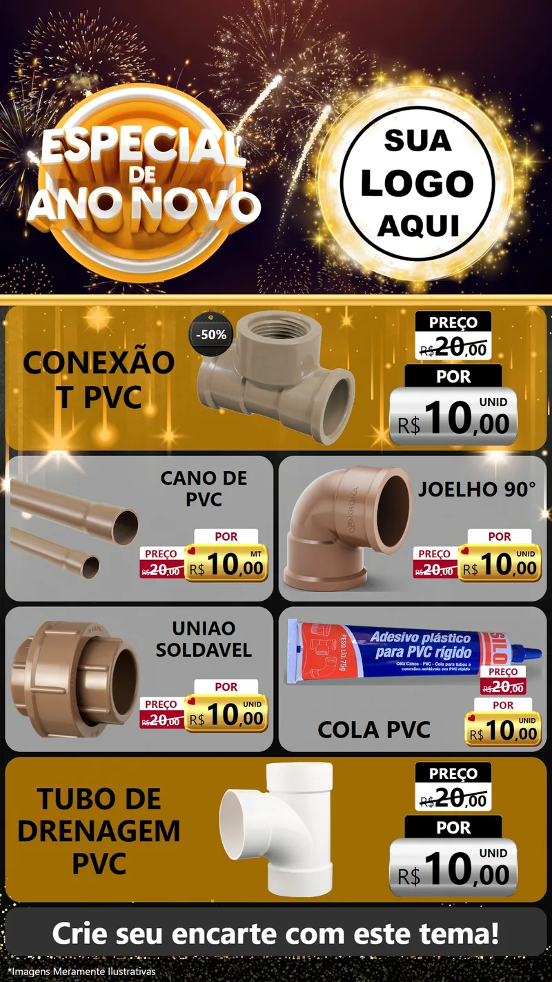 Modelo de TV para TV Vertical com o tema Especial de Ano Novo para Tubos e conexões
