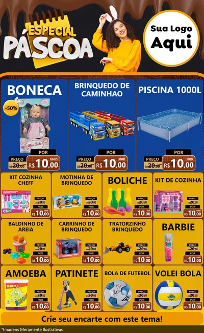 Modelo de Encarte para Encarte Grande com o tema Especial Páscoa para Brinquedos
